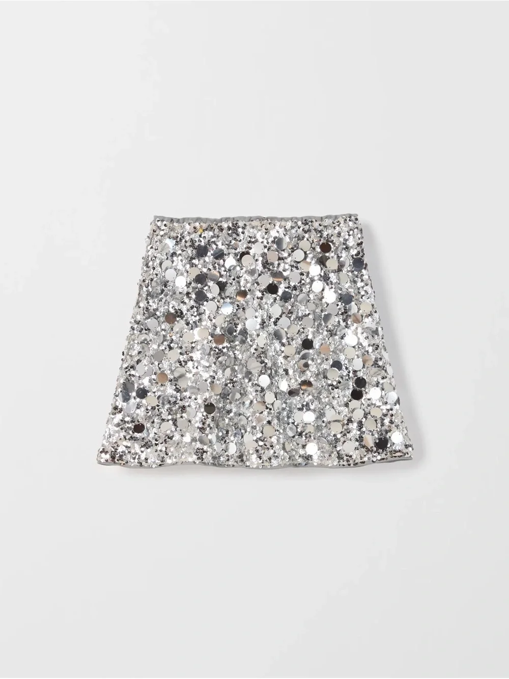 Silver Sequin Mini Skirt - Size: 8